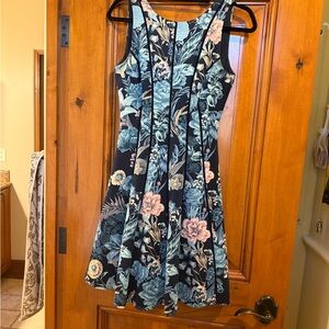White House Black Market Floral Mini Dress - Black and Blue